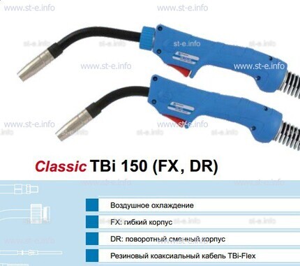 Горелка для полуавтоматической сварки TBi 240-blue-ESG, длина 3 метра - st-e.info - Волгодонск